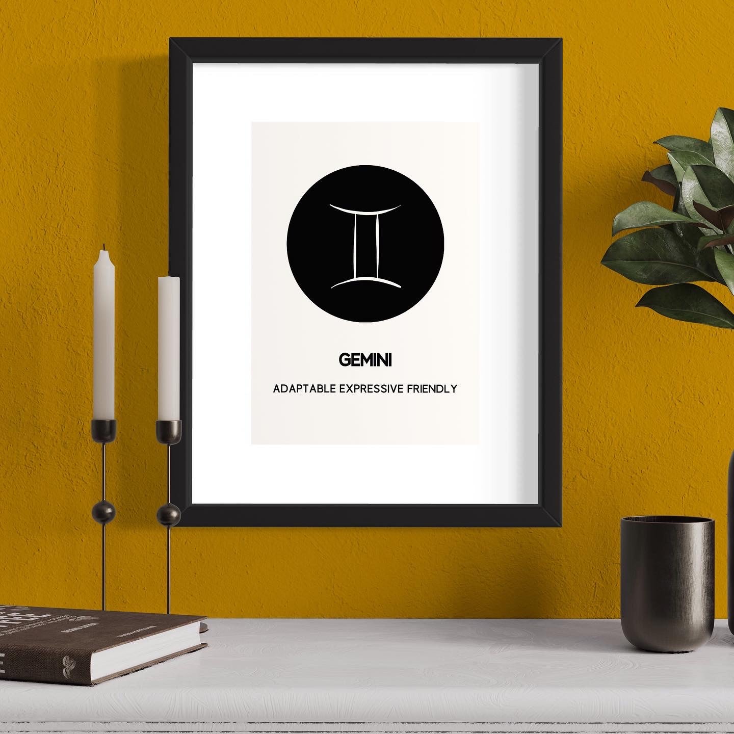gemini sign symbol print