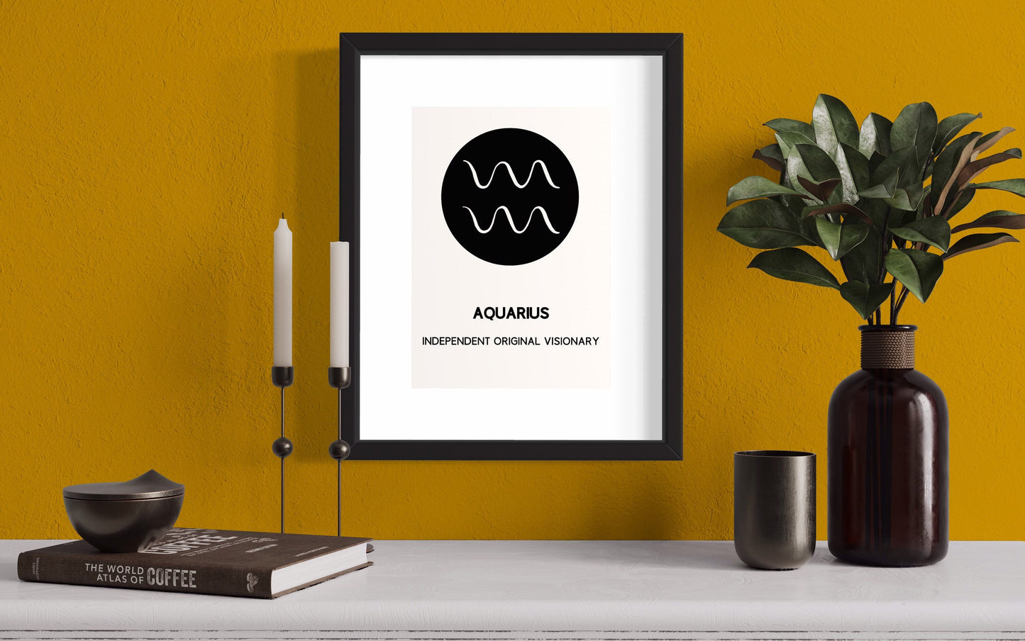 Zodiac Minimalist Wall Art | AQUARIUS Glyph Print | Zodiac Gift | Astrology Print As Home Decor | A4 Printable