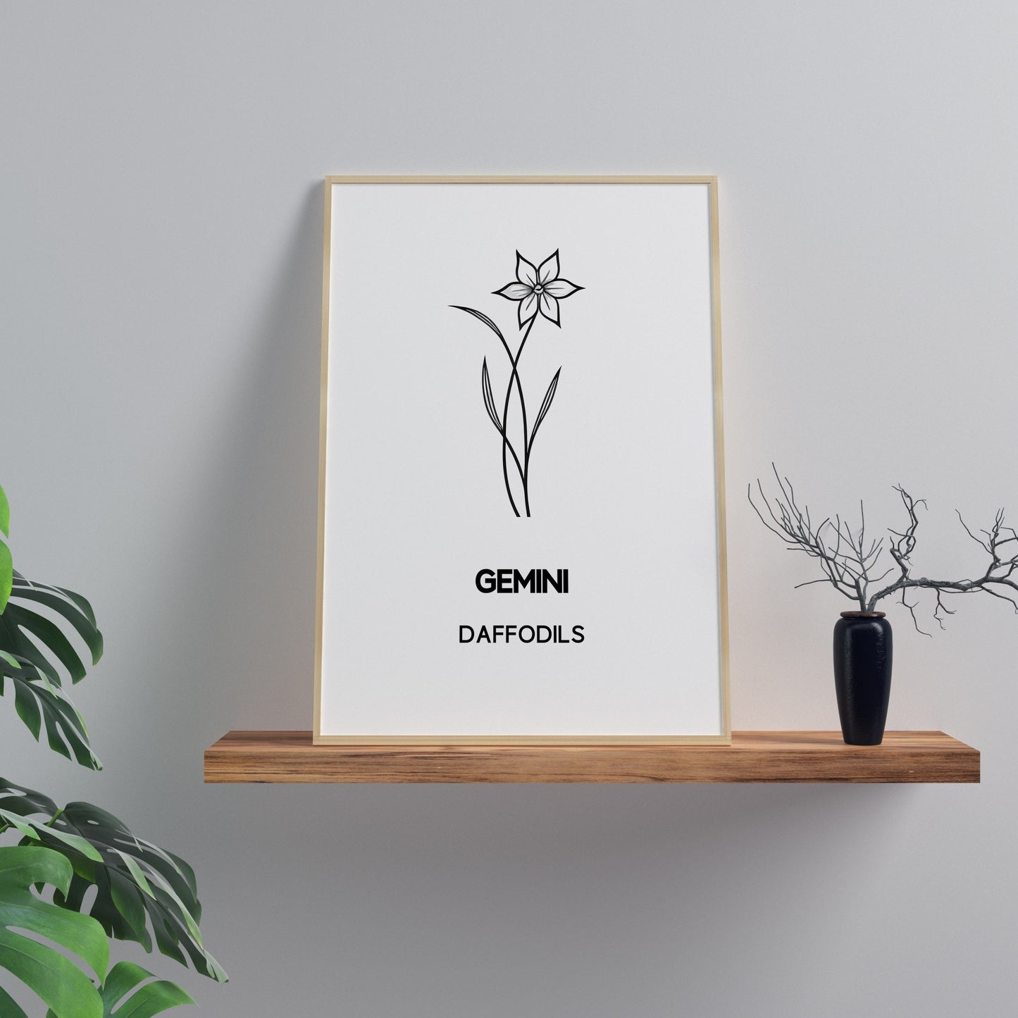 gemini zodiac birth flower print