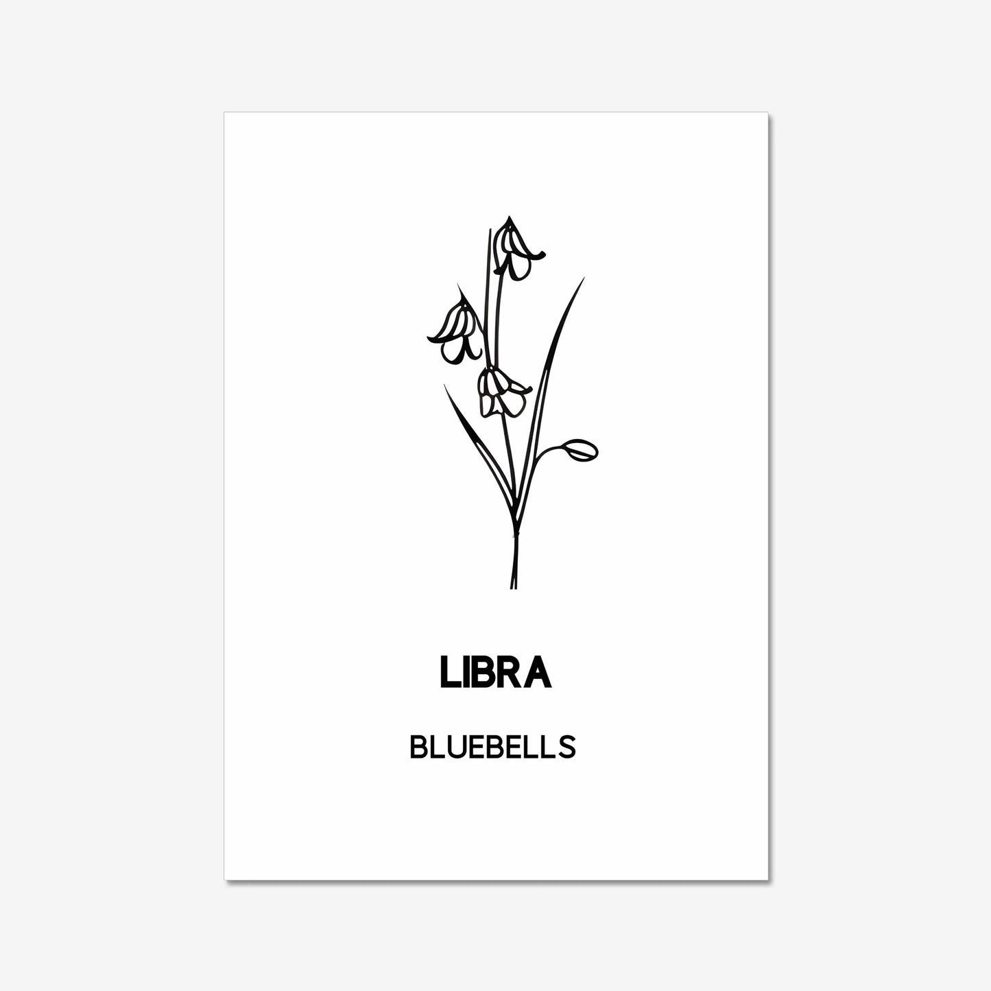 libra bluebell floral line art