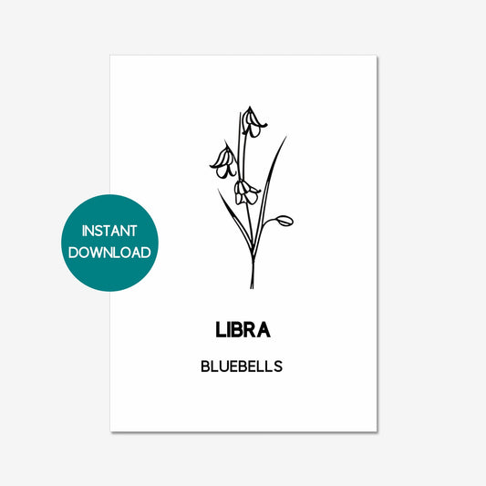 libra zodiac birth flower printable