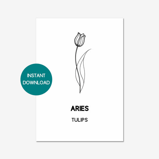 aries zodiac birth flower printable