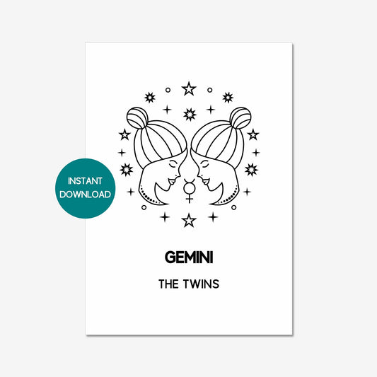 gemini star sign printable