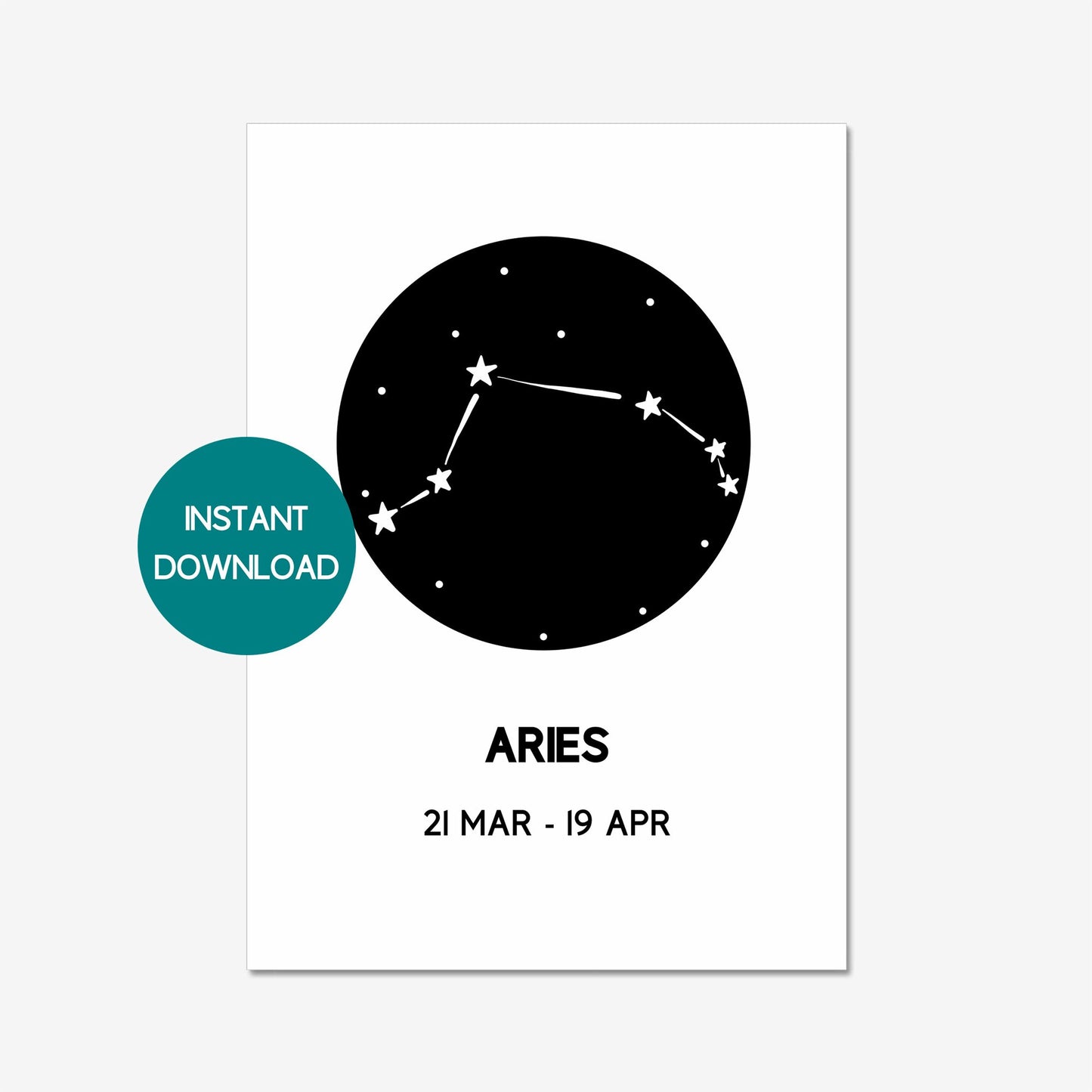 aries printable wall art gift a4