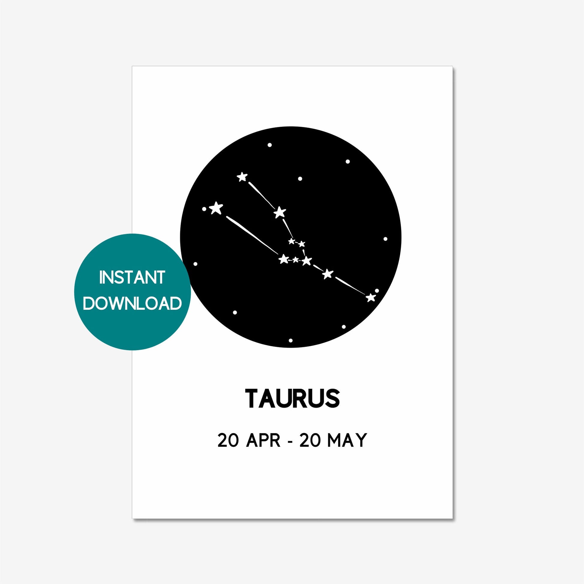 taurus printable wall art gift a4