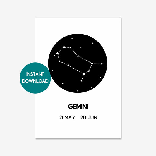 gemini printable wall art a4