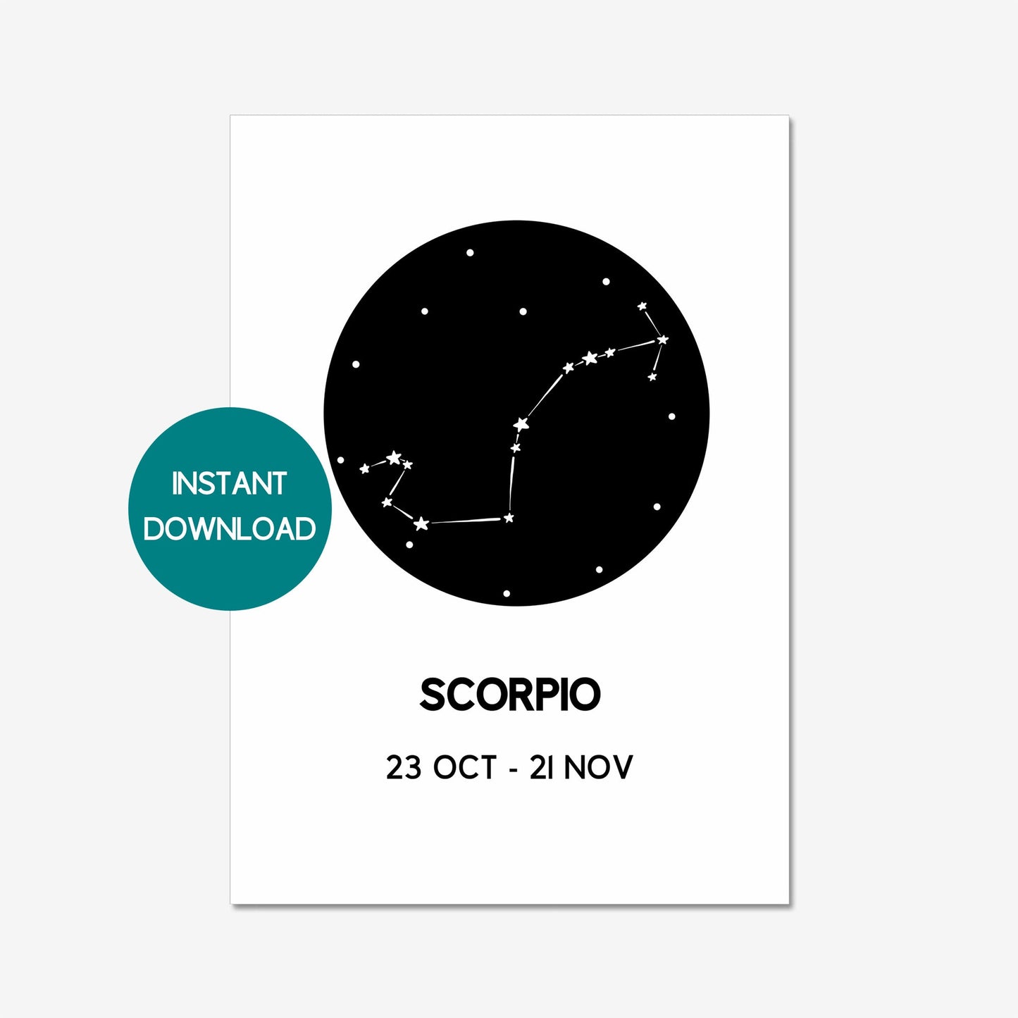 scorpio printable wall art a4