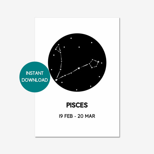 pisces printable wall art a4