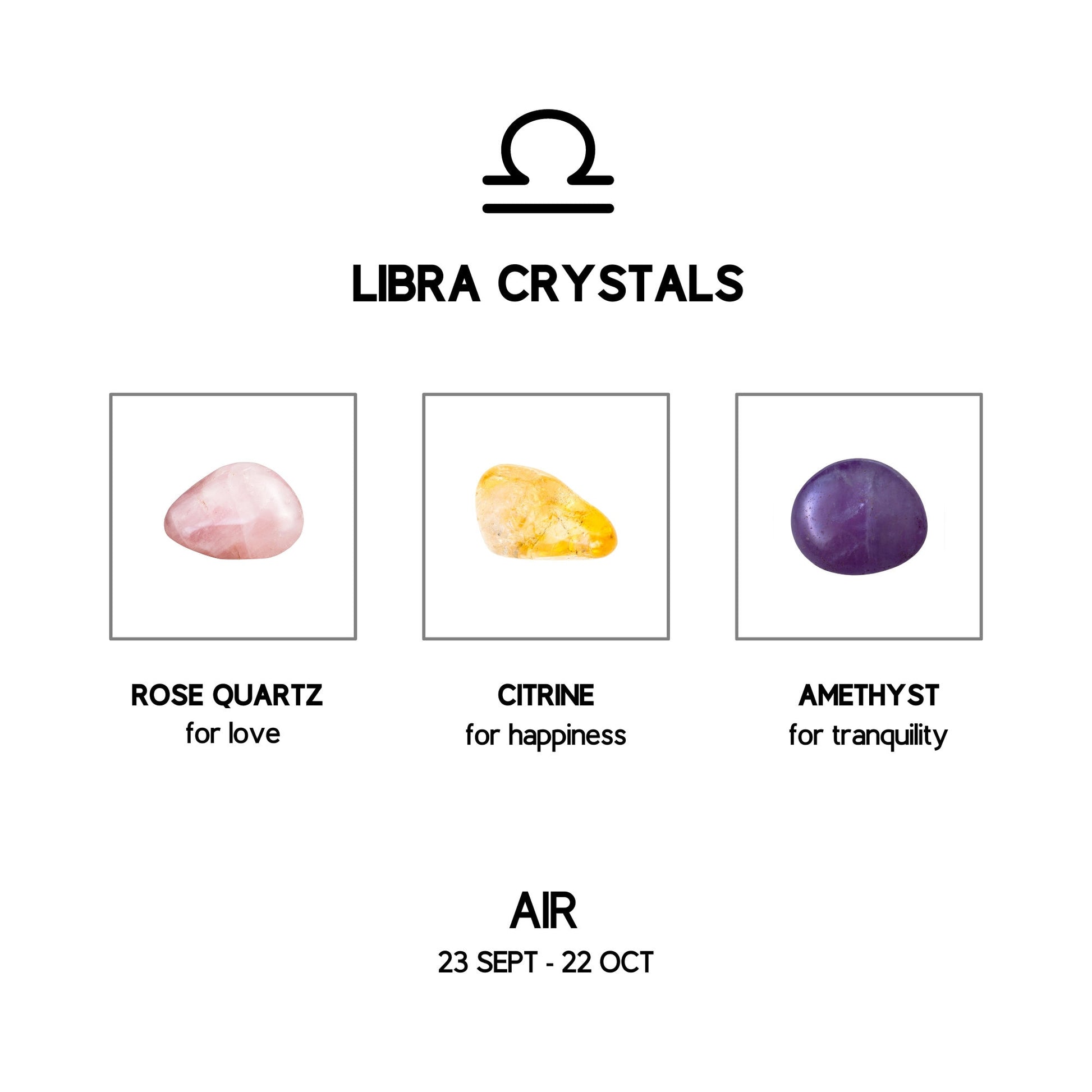 Libra Crystal Healing Stone Gift Set 12 Zodiac Signs Libra Astrology Gifts