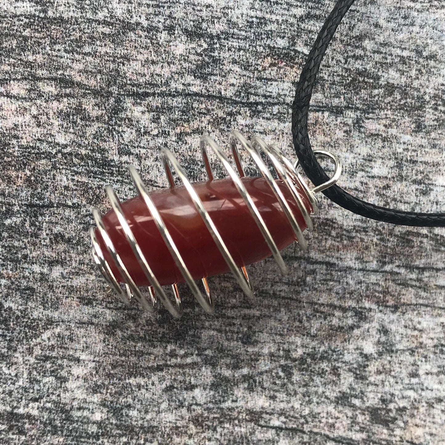 red carnelian wire wrapped necklace